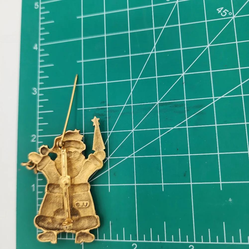 J.J. Festive Santa Claus Golden Brooch